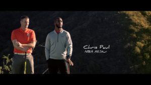 Still from Chris Paul PGA of America Campaign created by Ideas United and directed by David Cone - color finishing by John Peterson of Moonshine Post Production in Atlanta Georgia