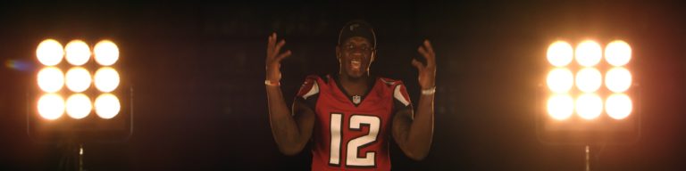 Still from Atlanta Falcons Hype Video colored by John Peterson at Moonshine Post Production